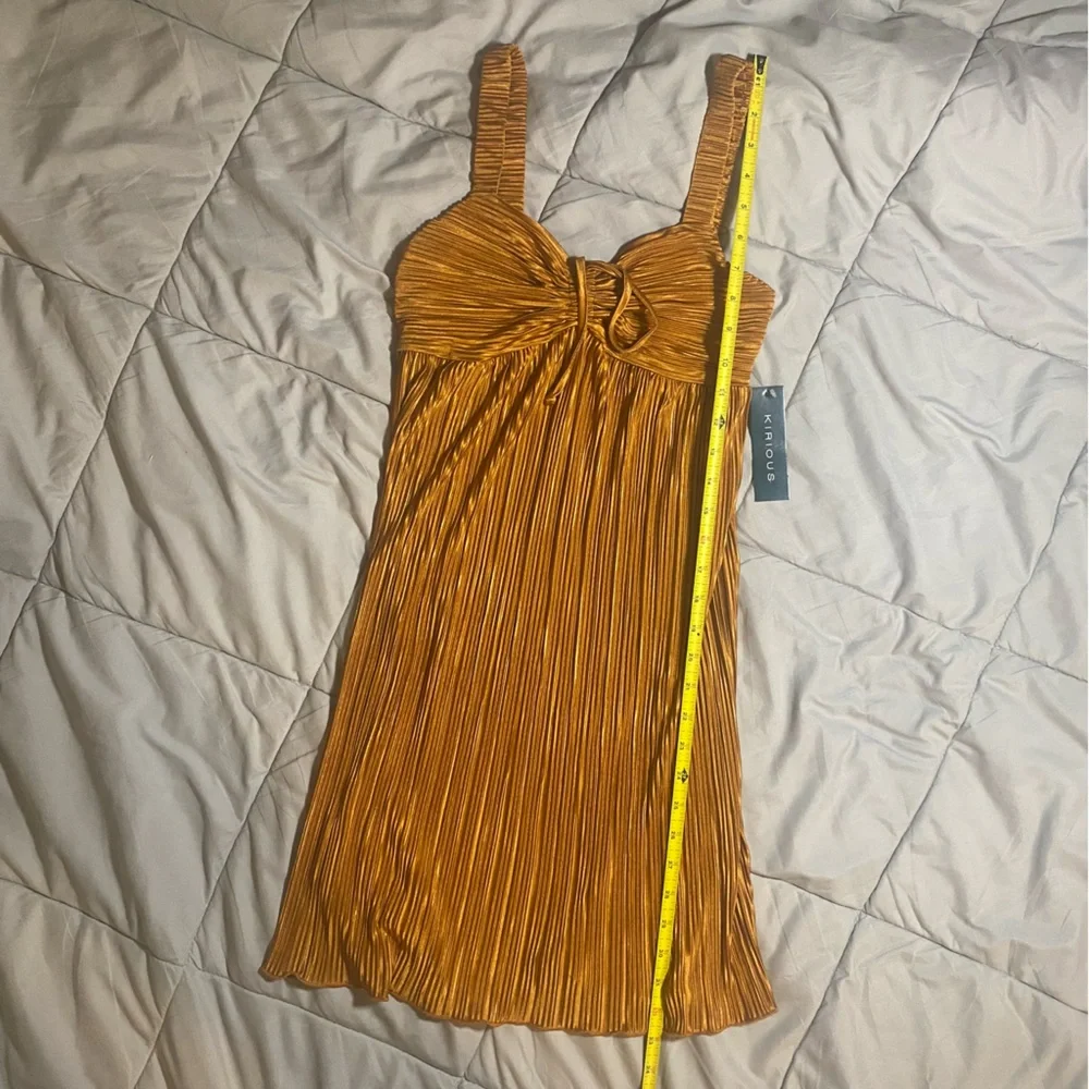 Elegant Copper Pleated Dress - Picture 5 of 7